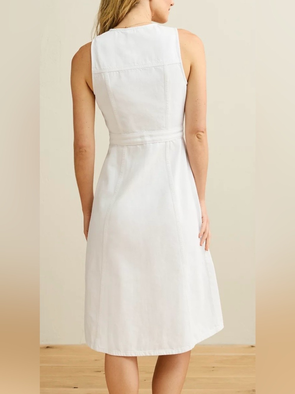 American Eagle Sleeveless White Button-Front Midi Dress - Picture 2 of 8